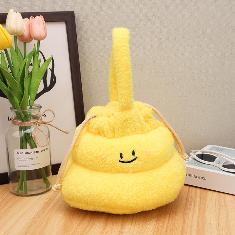 

2025 new funny cartoon poo plush drawstring children s shoulder bag large capacity cute portable change bag tide жёлтый