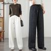 Plus Size Autumn Winter Women Thick Warm Pants High Waist White Grey Casual Loose Straight Trousers Drawstring Basic Ladies' Thicken Pants