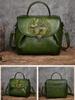 Johnature Rabbit Embossed Handbag Genuine Leather Retro Women Bag Versatile Real Cowhide Handmade Shoulder Bags