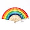 Rainbow Folding Fan Hand Held Fan Bamboo Frame Waterproof Vibrant Colors Hand Fans Home Decorations