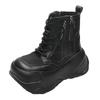 Fashion Spring/Summer High Top Women's Mid Calf Cool Boots Platform Mesh Hollowed Side Zipper Casual Shoes Sneakers