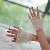 Elegant Organza Wrist Cuffs Covers With Lace Trim Flower Wrist Sleeves For Photography Decorative Arm Sleeves Handwear