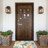 Dinosaur Floral Print Doormat Cream Blue Orange Illustrated Polyester Machine Washable Cold Water Only 80x50cm
