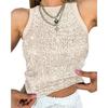 Bead, Leopard Print, Vest, Sexy, Exposed Waist, Color Blocking, Sleeveless Top for Women