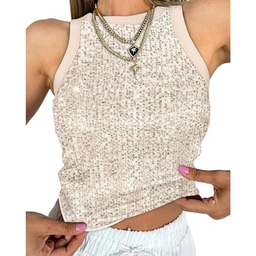 Bead, Leopard Print, Vest, Sexy, Exposed Waist, Color Blocking, Sleeveless Top for Women