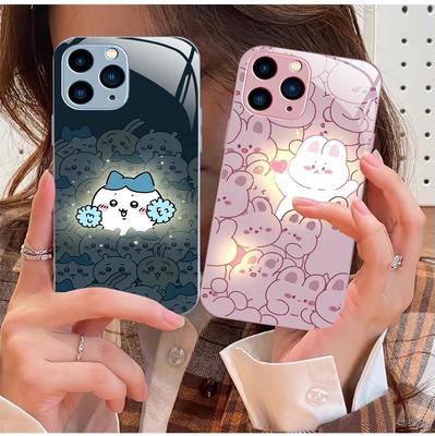 Protective Liquid Anti-Fall Case for Apple 12Mini, 11, 12, 13, 14, XS with Luminous Rabbit Design