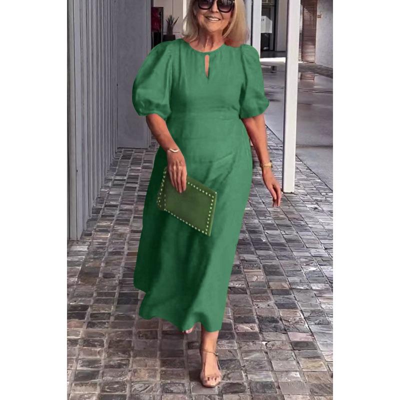 DAFIFY Moteriškos mados vasaros pavasario vienspalvės spausdintos kasdieninės suknelės trumpomis rankovėmis O formos iškirpte aukštu juosmeniu