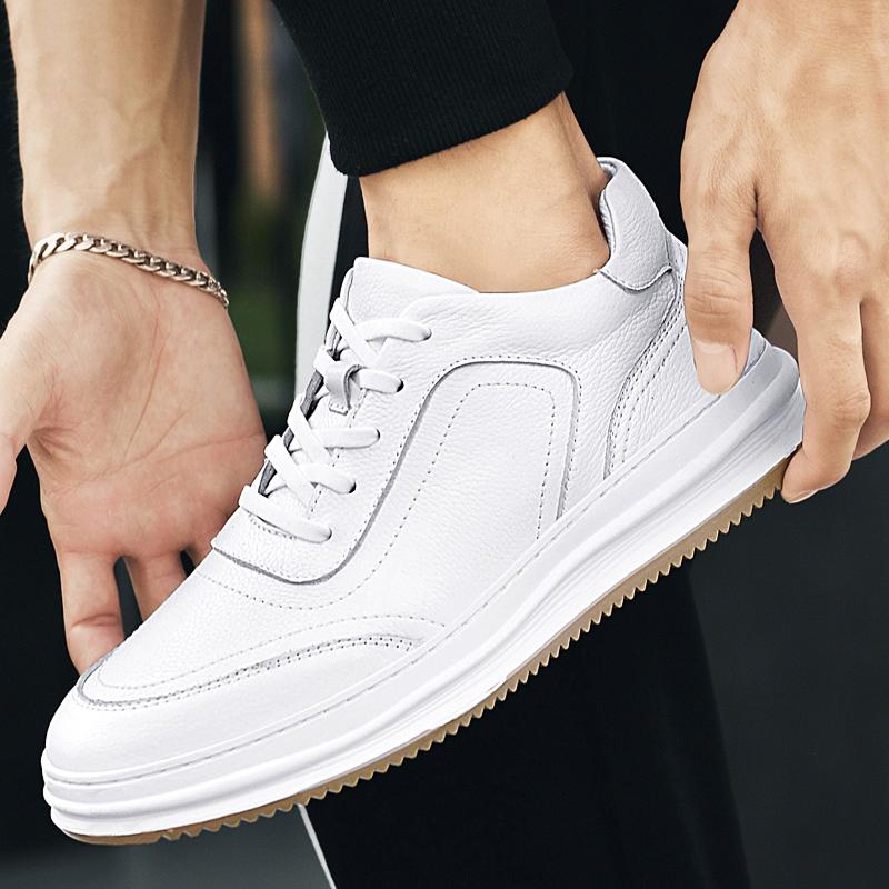 Spring Summer New Men's Lace Up Genuine Leather Casual Shoes All-match Non-slip Wear-resistant Breathable Outdoor Work Shoes