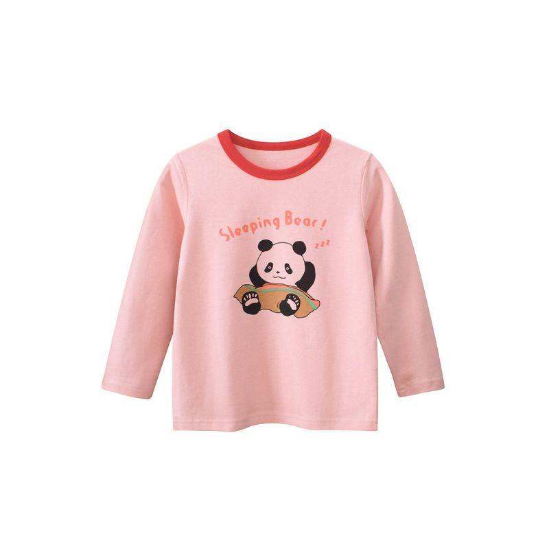 27home Children s Clothing Spring and Autumn Children s round Neck Long Sleeves T-shirt Girl Panda Bottoming Shirt Baby Girl Pure Cotton Clothes Ht3080 Pink 100