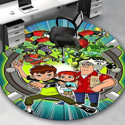 1 Stück Ben & Holly's Kleines Königreich Anime Cartoon Design Runder Teppich für Bürostuhlmatte, Rutschfester Teppich Geeignet für Heimdekoration, Wohnzimmer, Schlafzimmer, G