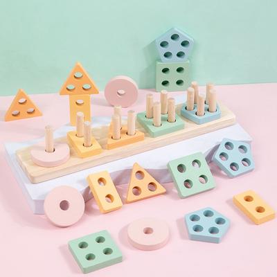 Montessori Holzspielzeug zum Farbsortieren und Stapeln, Makron-Puzzle für Kleinkinder und Kinder im Vorschulalter, Feinmotorik-Spielzeug für 1 Jahr