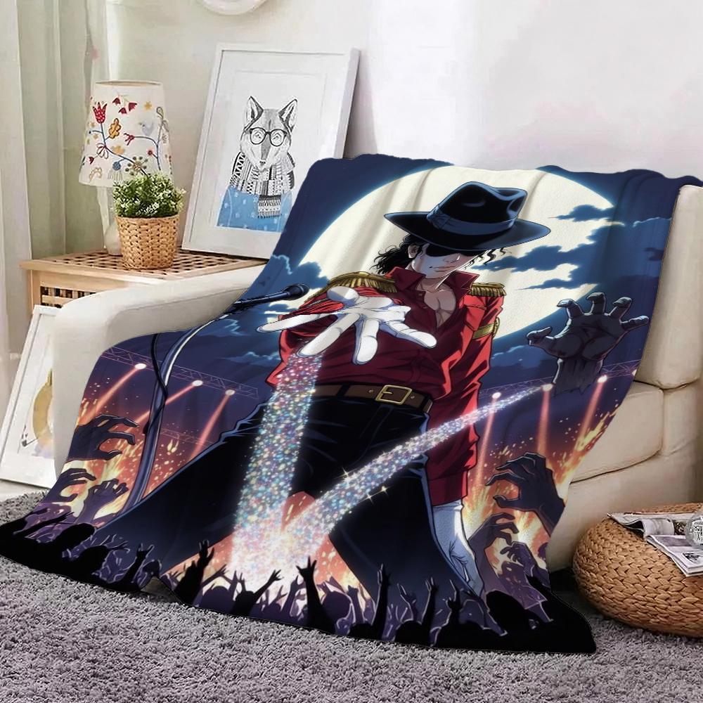 Michael Jackson Pop Printed Flannel Blanket Cozy Comfortable Fleece Blanket For Office Sofa Home Decor Memorial Gift