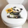 Pegatina de Panda de Dibujos Animados Sosteniendo Girasol para Asiento de Inodoro Decoración del Hogar Calcomanía Extraíble Autoadhesiva