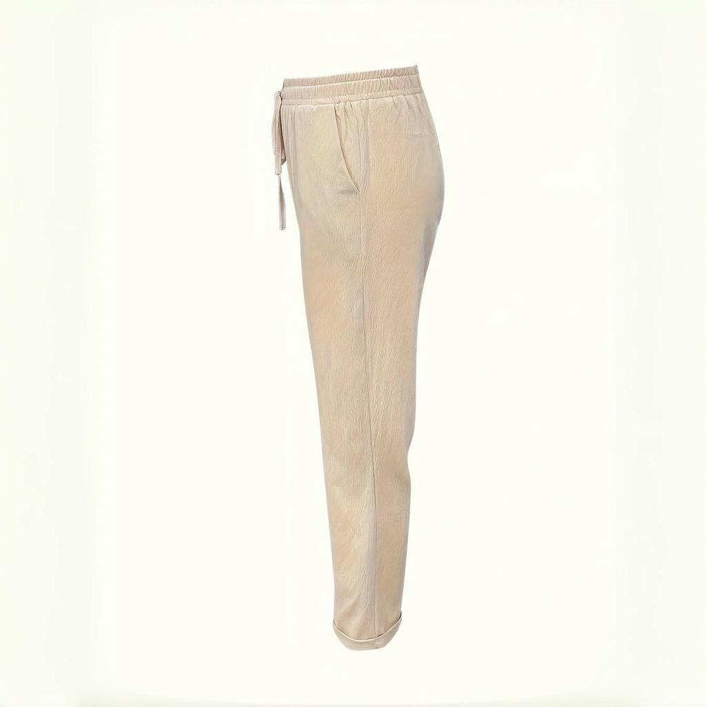 Women's High-Waisted Elastic Cotton Linen Casual Pants