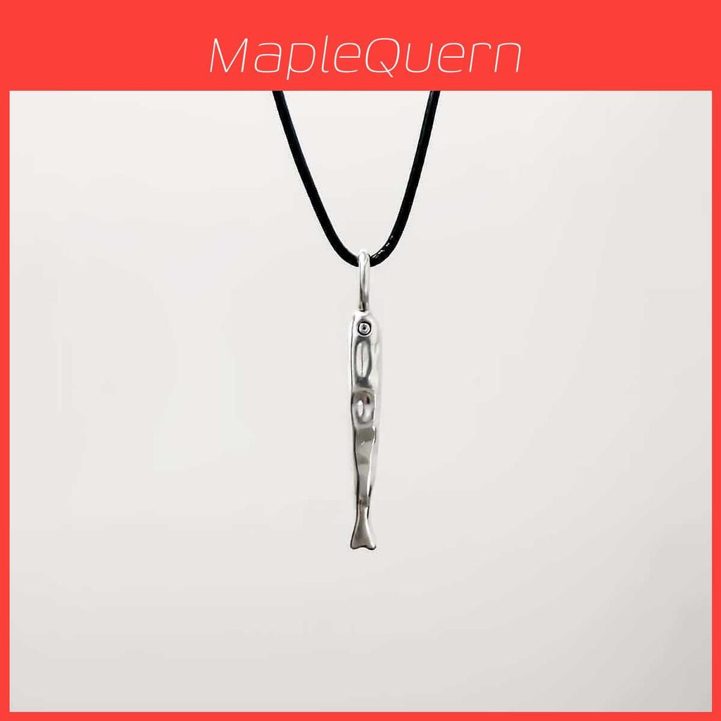 Art Silver Fish Pendant Necklace With Hammered Texture For Stylish Women