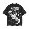2025 Japanese Anime Hellsing Alucard Graphic T-shirt Vintage Washed Oversized T Shirt Men Women Clothes Cotton Short Sleeve Tees