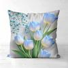 Pieces Blue Tulip Floral Throw Pillow Covers Polyester sofa decorative cushion cov Headboard Pillow (Without Pillow Core