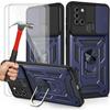Hard Case with Tempered Glass - Samsung - A21S - Navy Blue - Anti-Scratch - Army Style