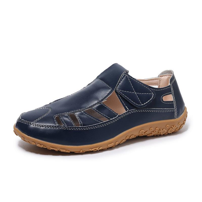Large Size Summer Handmade Vintage Roman Sandals Soft Sole Mom Shoes Velcro Casual Sports Sandals Foreign Trade