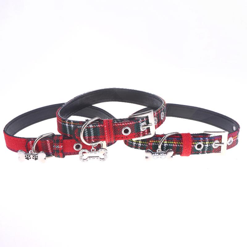 Y2K Goth Vintage Dog Bone Charm Necklace Punk Trendy Choker Simple Red Plaid Leather Buckle Necklaces Collar Chain Jewelry