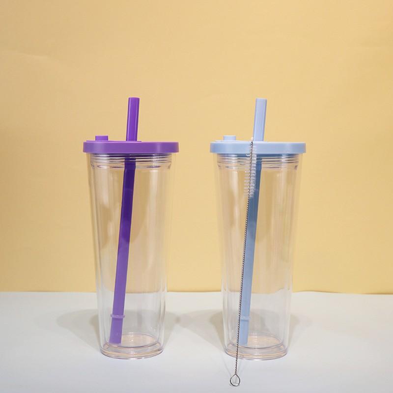Double-Wall Plastic Insulated Tumbler 700ml Reusable Coffee Cup Hot Cold Drinks Portable Travel Mug