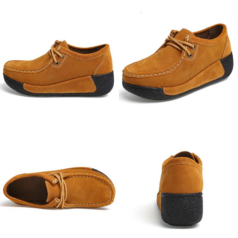 Genuine Leather Platform Flat Shoes Women Lace Up Plush Nubuck Cow Suede Sneakers Ladies Swing Shoes Wedge Shallow Espadrilles
