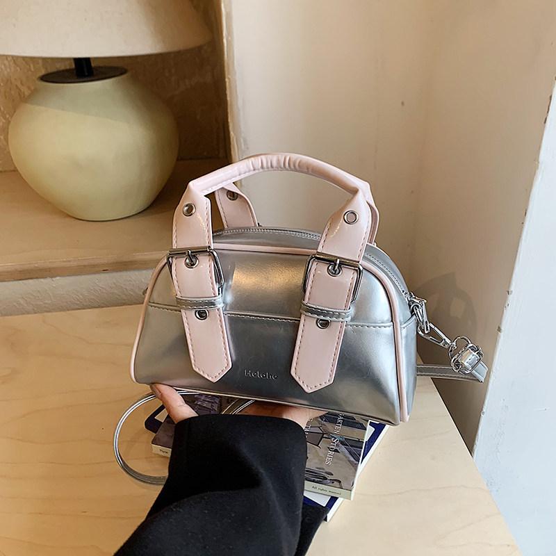 

Spring Summer New Women s Handbags Elegant Ctrast Color Single Shoulder Crossbody Bags French Texture PU Party Clutch (20cm<Max Length<30cm) серебряный