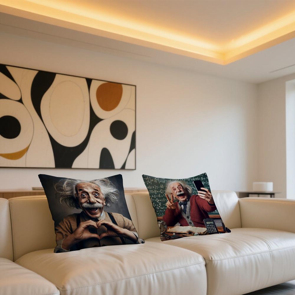 A-Albert E-E-EINSTEIN Cushion Cover Square Sofa Cushion Cover Casual Skin-Friendly Comfortable Pillow Cover