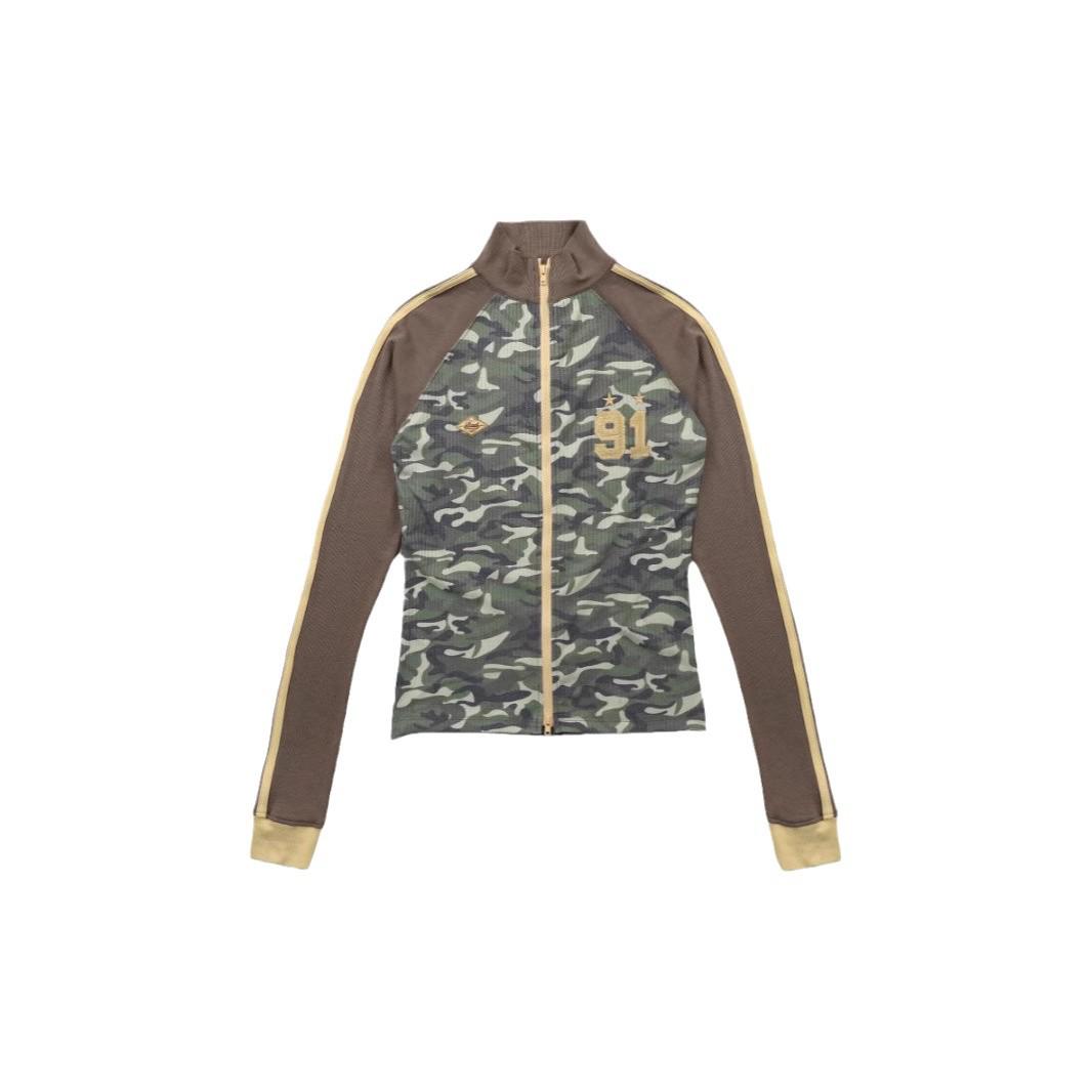 

Ретро Унисекс Камуфляжный Вязаный Кардиган на Молнии с Вышивкой и Воротником-стойкой M камуфляжный