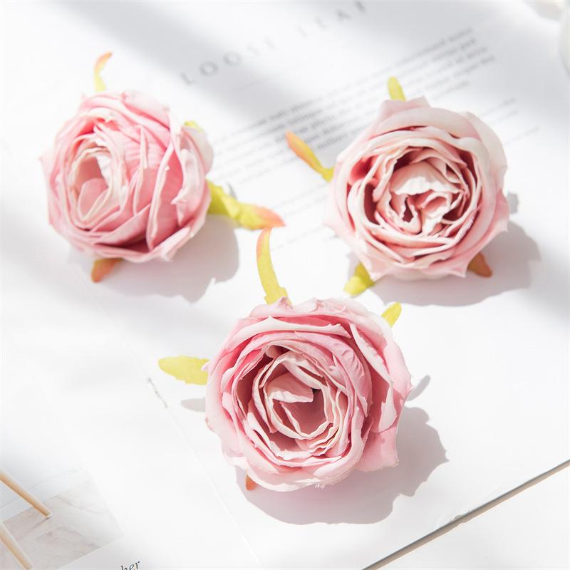 Große gerollte Kanten Rosenkopf Handgemacht DIY Künstliche Rosen Blumen Schößchen Hochzeitsblume Künstliche Requisiten Dekoration Kunstblumen