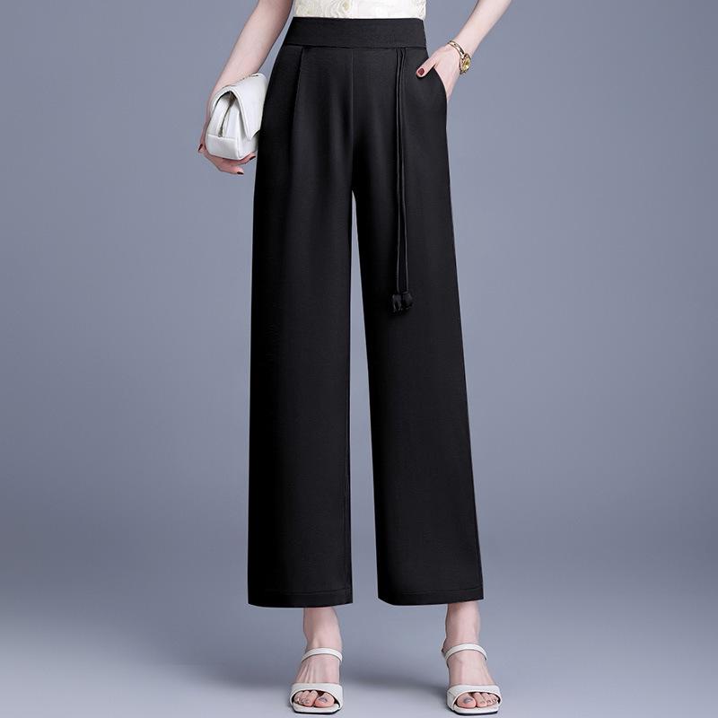 

2026 Trendy High-Waist Wide-Leg Pants for Middle-Aged Women: Casual, Stylish, Age-Reducing Spring Wear XL (Recommended for 42.5-52.5 kg) чорний