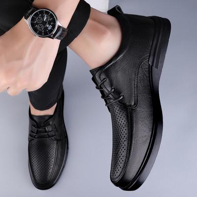Summer New Punching Leather Men Oxford Shoes Hollow Out Man Formal Footwear Business Pointed Toe Casual Breathable Shoes