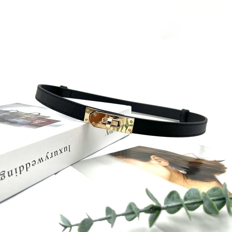 

Mary Adjustable buckle skinny belt - versatile waist cincher for dresses and skirts чорний