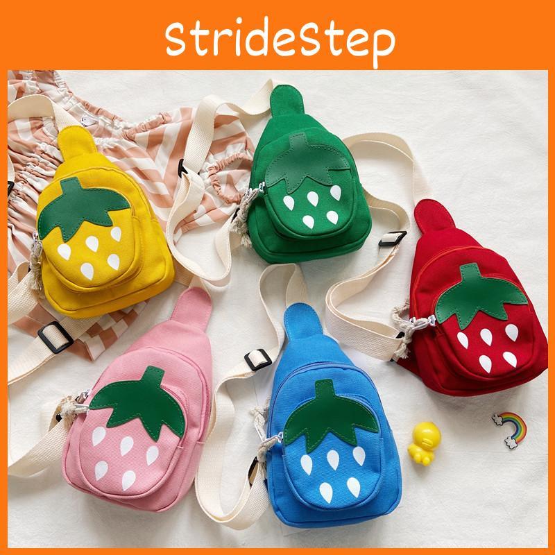 Strawberry Adorable Children Canvas Mini Purse Zipper Storage Activities Travel