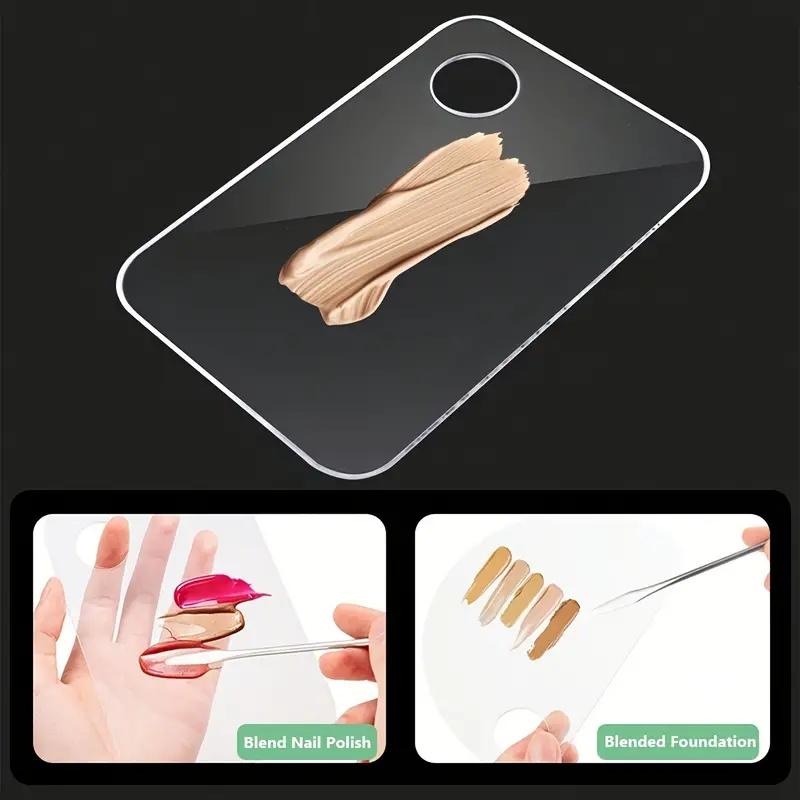Acrylic Foundation Art Palette Square Heart-Shaped Cosmetic Liquid Mixing Plate Portable Makeup Blending Tool for Travel Daily