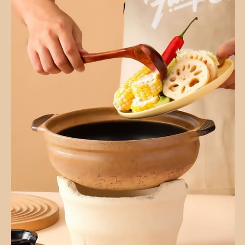 Starshine Donabe (Terrakottagryte) for Ris, 3 Kopper, 2,3L, Induksjonskompatibel, Bankoyaki, Keramisk Riskoker, Kompatibel med Direkte Varme og Gass, Non-S