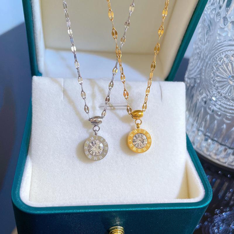 Collana in Oro Vero Zircone Romano Raffinato a Forno Catena per Clavicola Femminile Con Gioielli
