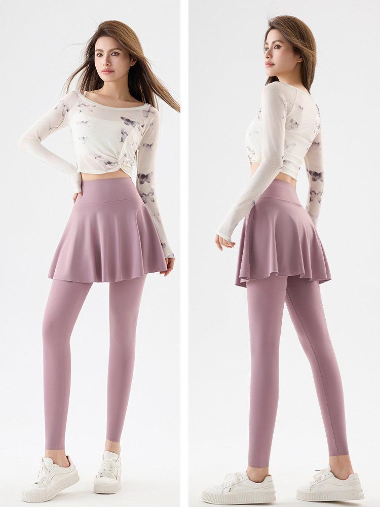 Two-Piece Look Leggings: Hip-Covering, Slimming Yoga Pants for Spring/Autumn 2026