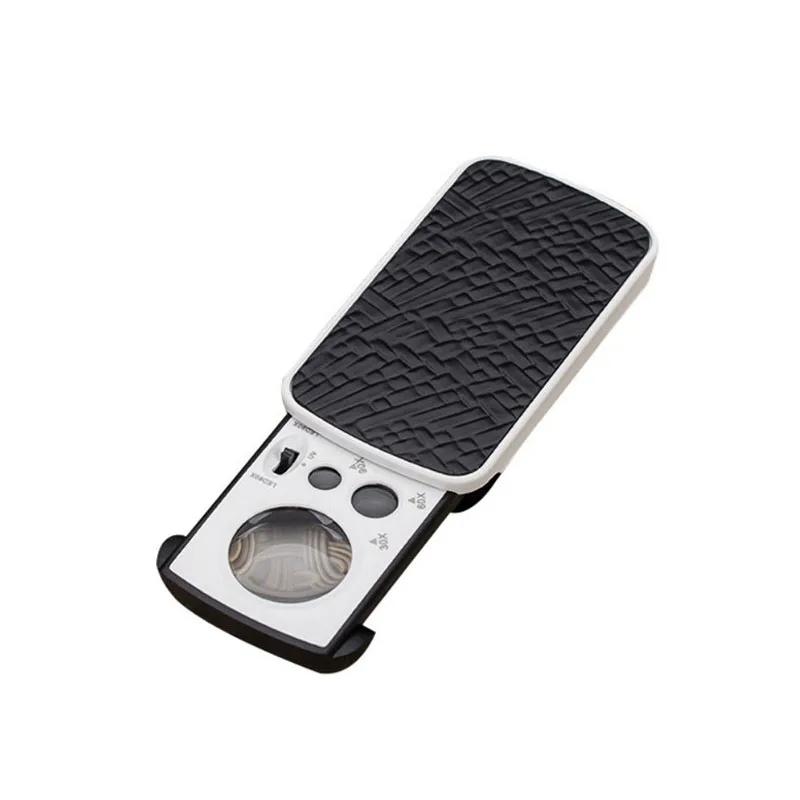 Slide-Out Jewelry Loupe Magnifiers 30X 60X 90X LED Lighted Magnifying Glass with UV Light For Jewelry Diamonds Coins Stamps
