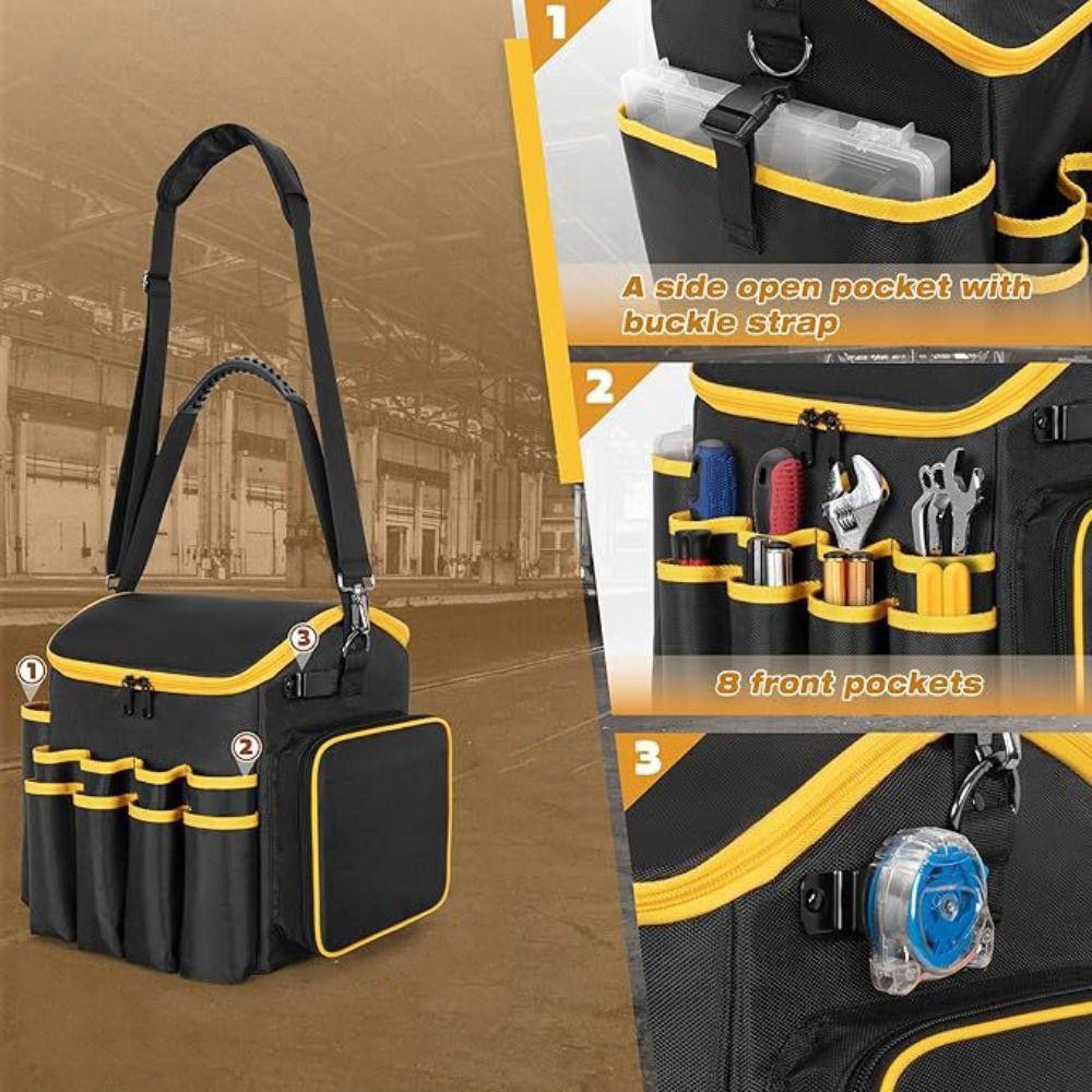 Wear-resistant Tool Kit Portable Tool Tote Bag Black Color Tool Bag  Electrician Use