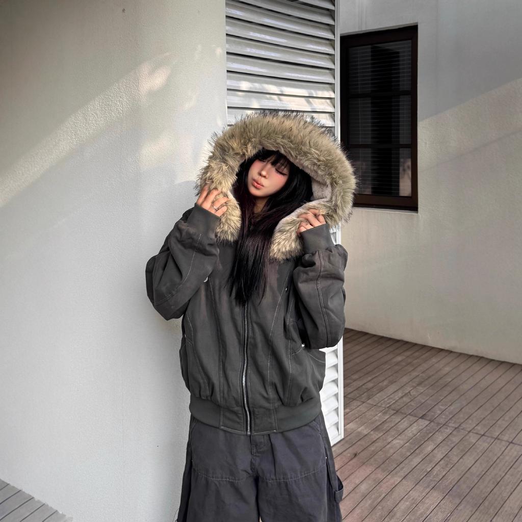 Chaquetas de Otoño e Invierno para Mujer Parkas Abrigo Vintage Acolchado de Vellón Grueso Cálido Chaquetas Streetwear Harajuku Hip Hop Ropa Exterior