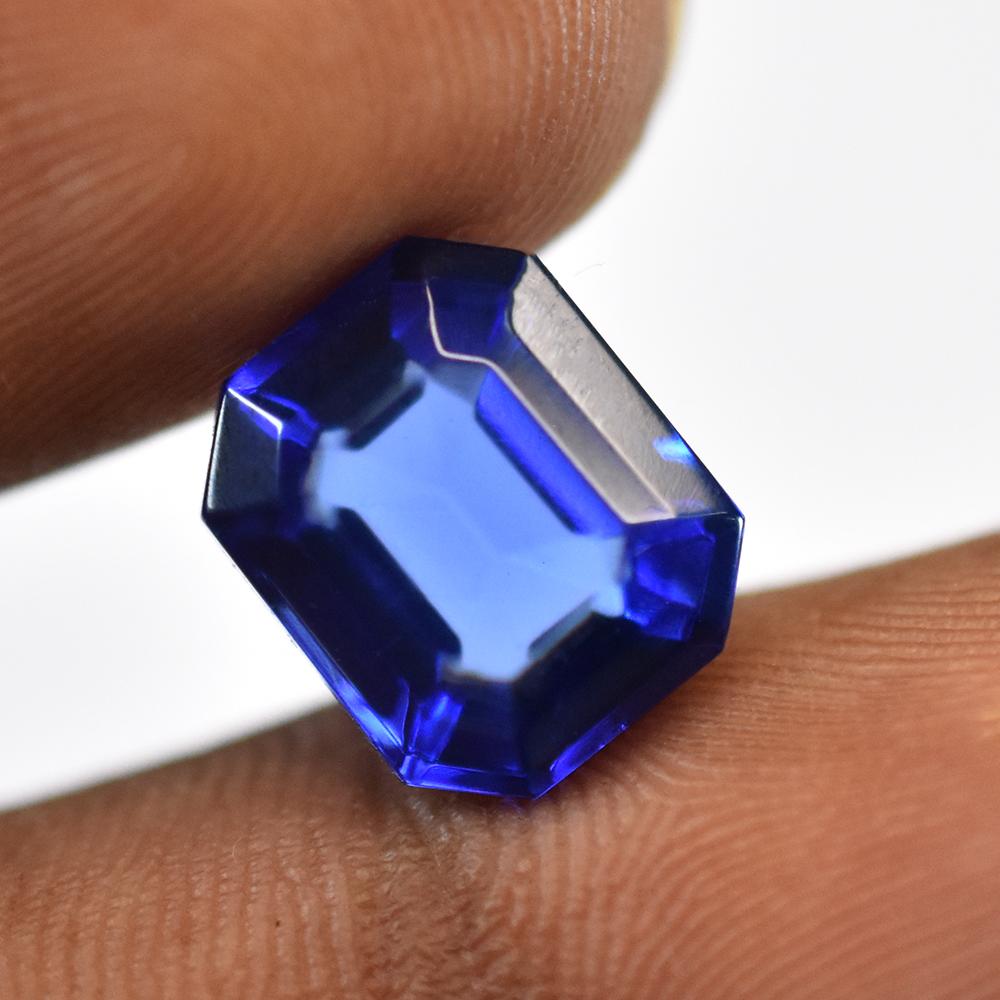 Natural Blue Sapphire Loose Gemstone 7.65 Ct Emerald Shape September Birthstone for Gem Collections