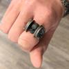 Adjustable Open Ring With Engraved Skull Motif In Antique Finish Sterling Unisex Vintage Gothic Jewelry