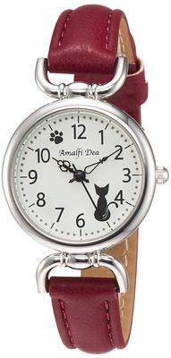 Arias Amalfidia Analog Watch, Waterproof, Leather Strap, Cat Design, White Dial, WW20022A-157, Women's, Red