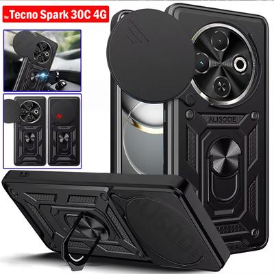 Armor Funda for Tecno Spark 30C 4G (KL5, Kl5n) Case Slide Camera Lens Protect Ring Stand Back Cover for Tecno Spark 30C Capa