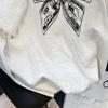 European Style Chic Bow Print Short Sleeve Slimming T-shirt for Women - Summer Trendy Spicy Girl Look, 200g, Petite Fit