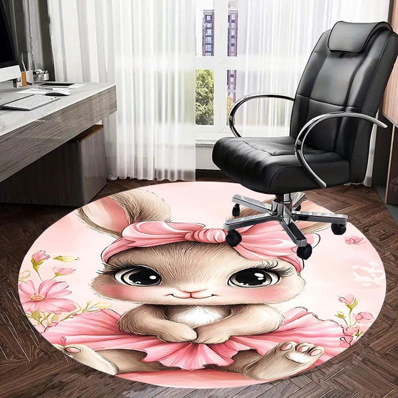 1PC Rabbit Flower Non-Slip Floor Round carpet, Office, family, bedroom, Large Area Rug Indoor Rugs,  Durable PolyesterH0369