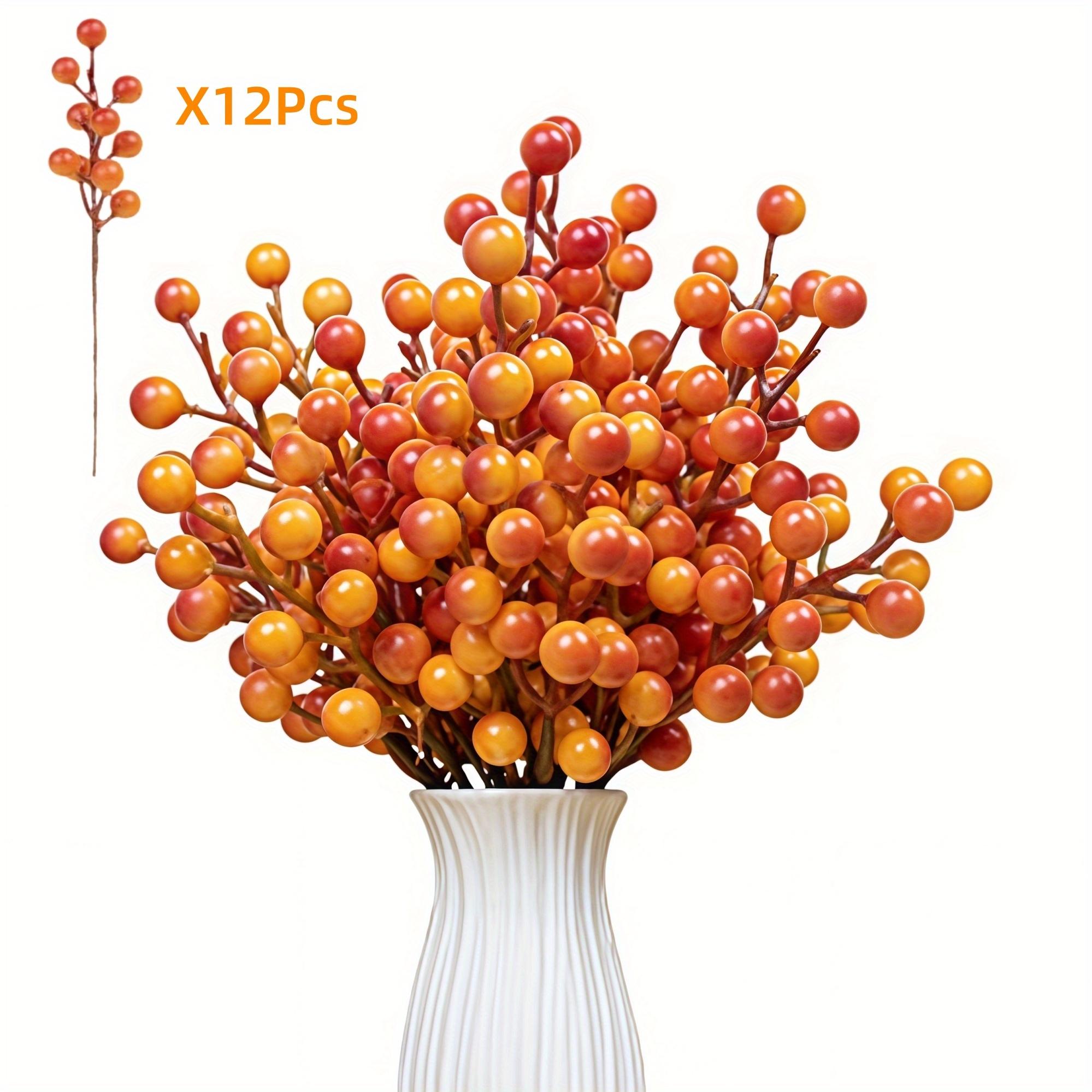 

12Pcs Christmas Dec Artificial Yellow Berries Bouquet Christmas Tree Ornament DIY Wreath Xmas New Year 2025 Gifts Accessory Home
