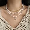 Fashionable Natural Shell Pearls Elastic Jewelry Triple Wear Neck Chain Wrist Ankle Decoration Coastal Styles Use