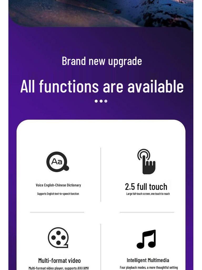 Tragbarer Touchscreen MP4/MP3 Bluetooth Player mit Englisch-Wörterbuch für Studenten